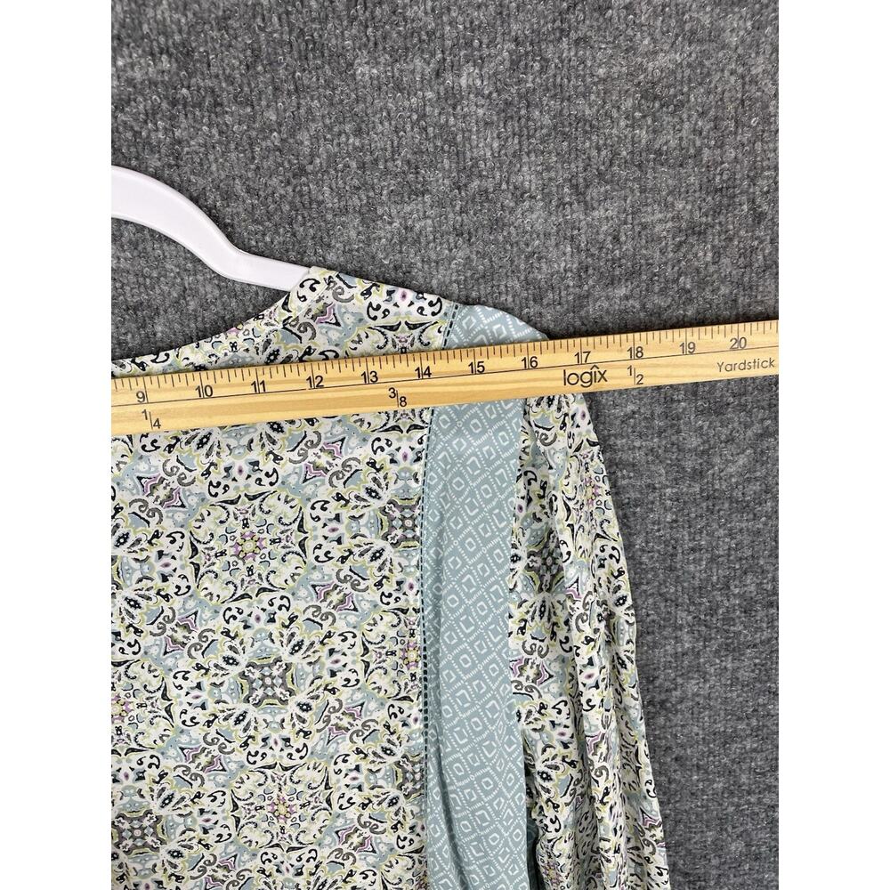 J. Jill Paisley Boho Chalk Blues Peasant Top Size L Rayon Boho Lightweight Airy - Picture 8 of 10